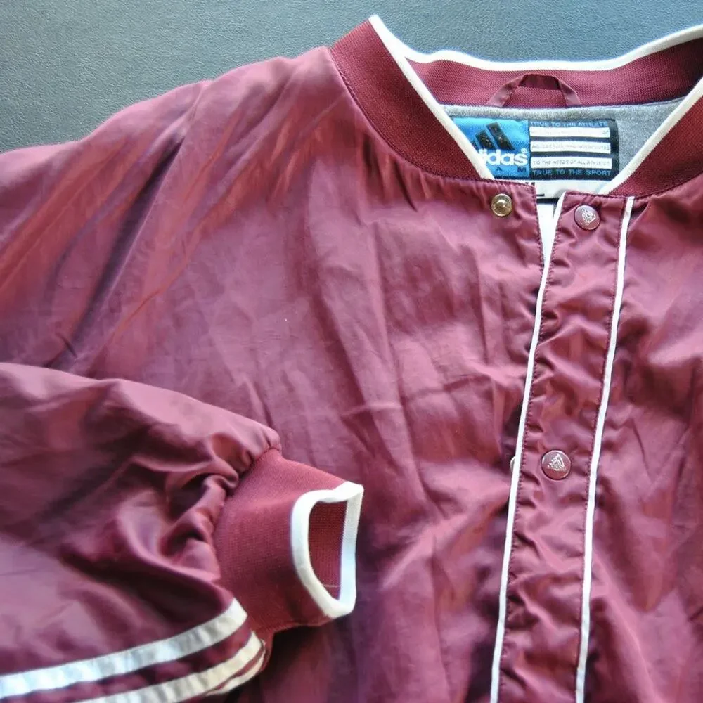 Adidas Vintage Full Button up Track Jacket Maroon & White X-Large